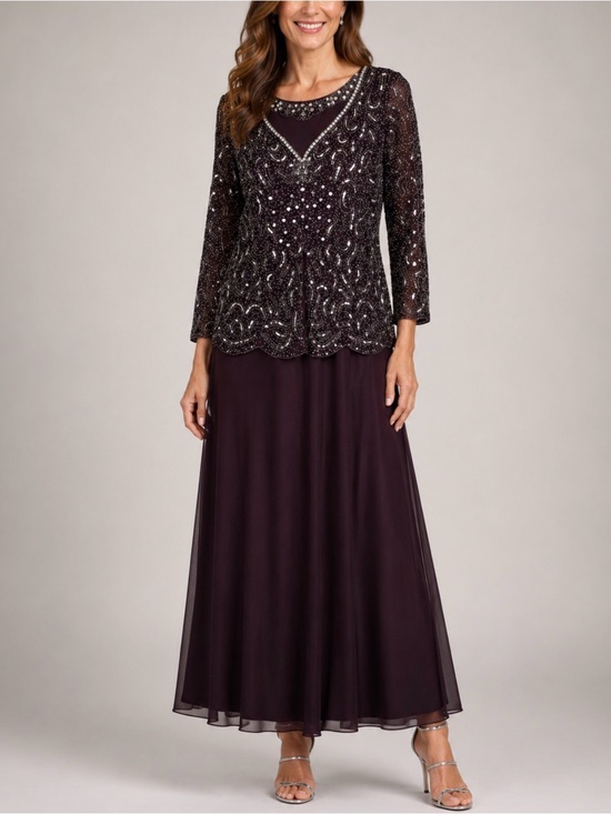Pisarro Nights Dresses & Skirts - Pisarro Nights Beaded Evening Gown I Deep plum Burgundy I Size 8
